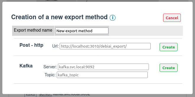 Creation of an export method